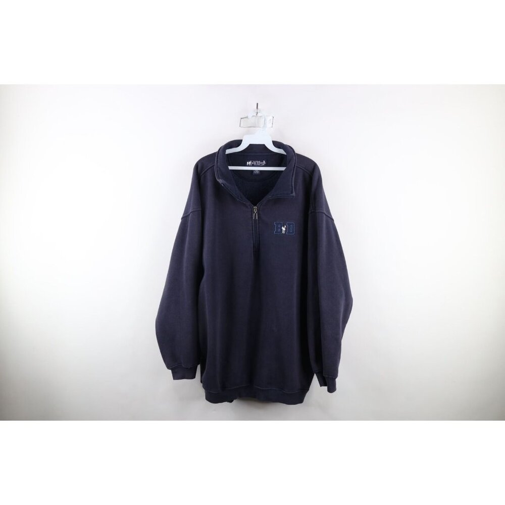 Vintage Big Dogs Mens XL Faded Heavyweight Baggy Fit Half Zip Sweatshirt Blue
